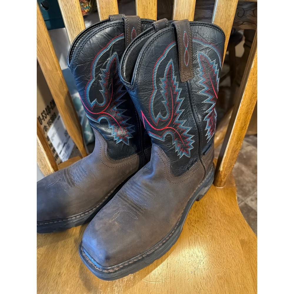 Ariat Work Waterproof Composite Toe Boots Mens 8.5 EE Brown Black Leather EH
